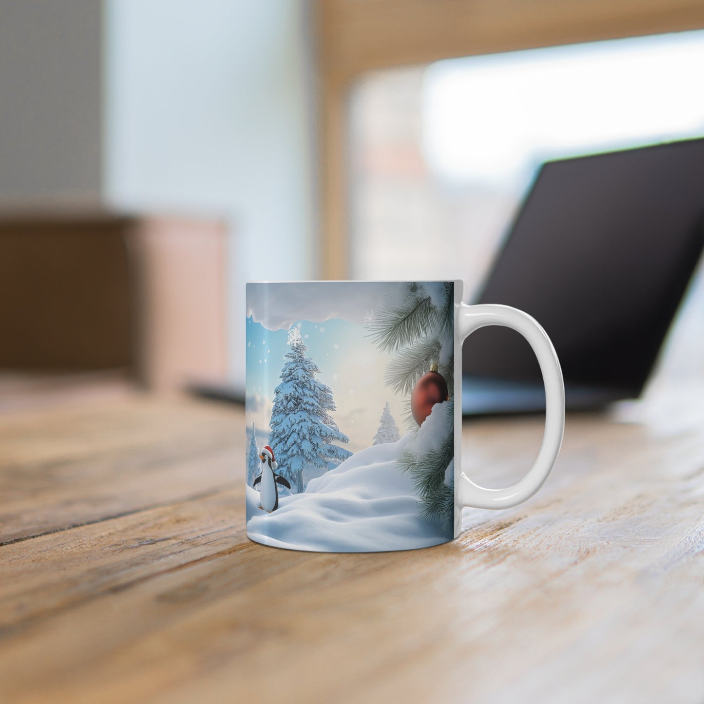 Christmas Penguins Mug, Holiday Hot Cocoa Cup, Winter Wonderland Coffee Mug, North Pole Tea Mug, Christmas Gift Idea