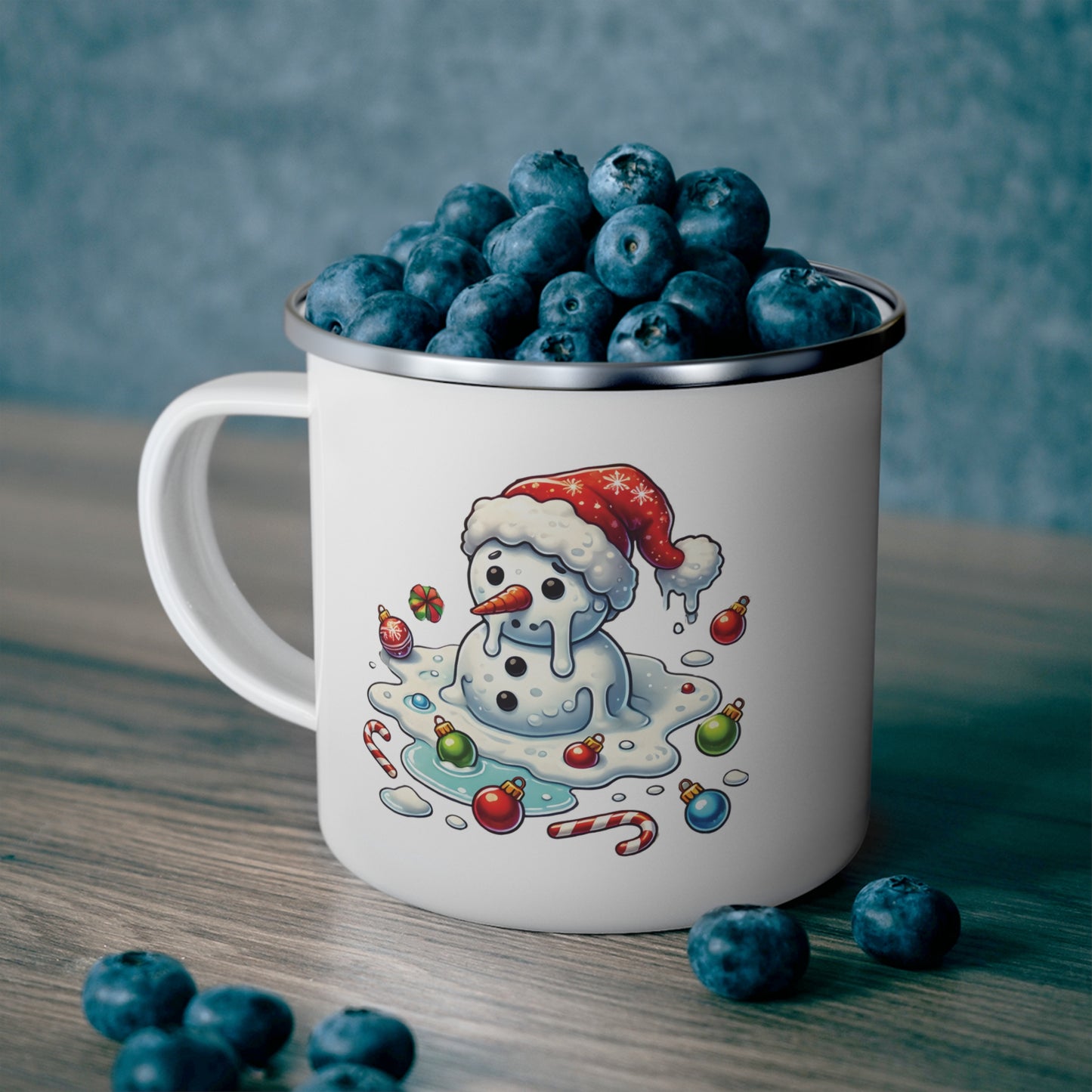 Enamel Camping Mug - Melting Christmas Snowman