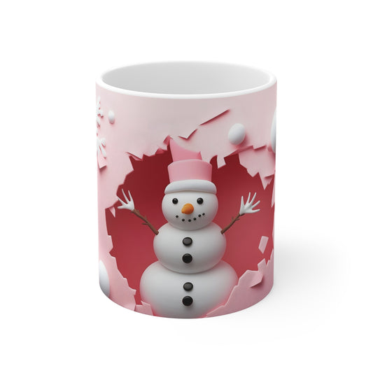 Snowman Mug 11oz, Winter Themed Coffee Cup, Christmas Gift, Holiday Mug, Cute Hot Cocoa Mug, Unique Snowman Kitchen Decor