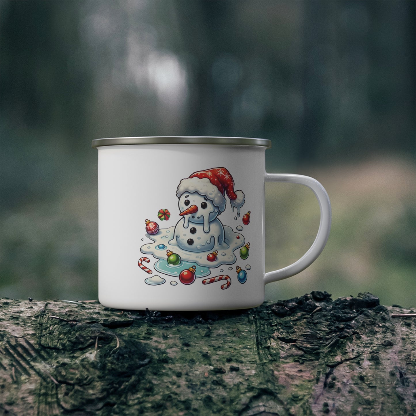 Enamel Camping Mug - Melting Christmas Snowman