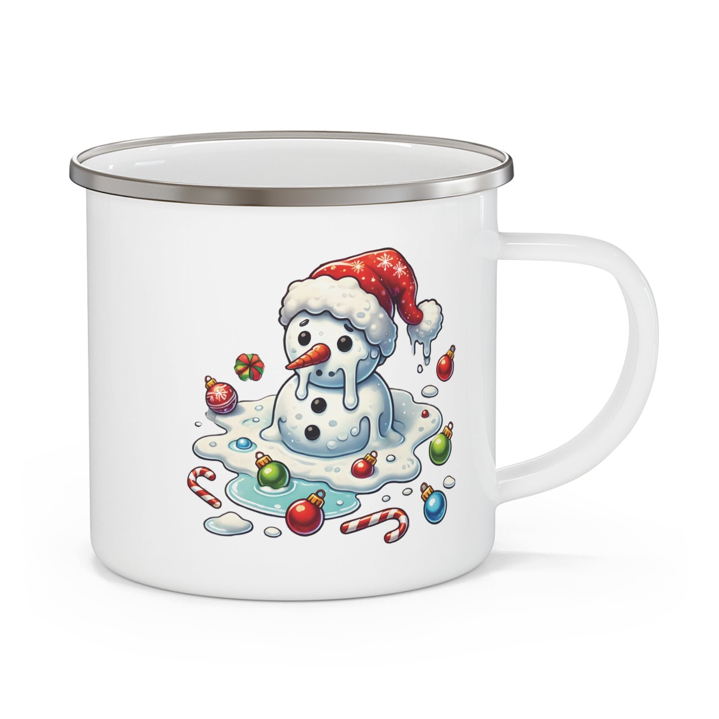 Enamel Camping Mug - Melting Christmas Snowman