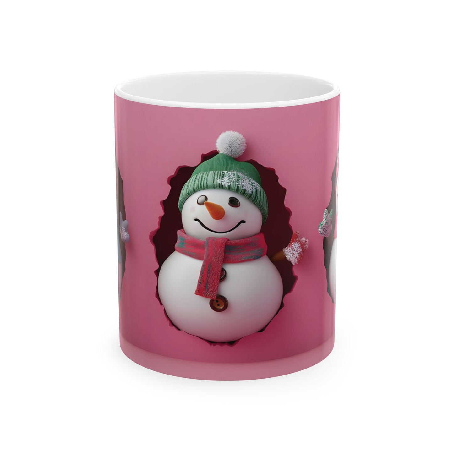 Christmas Snowman Trio Ceramic Mug, Festive Holiday Coffee Cup, Winter Wonderland Tea Mug, Xmas Gift Idea, Seasonal Hot Cocoa Drinkware,