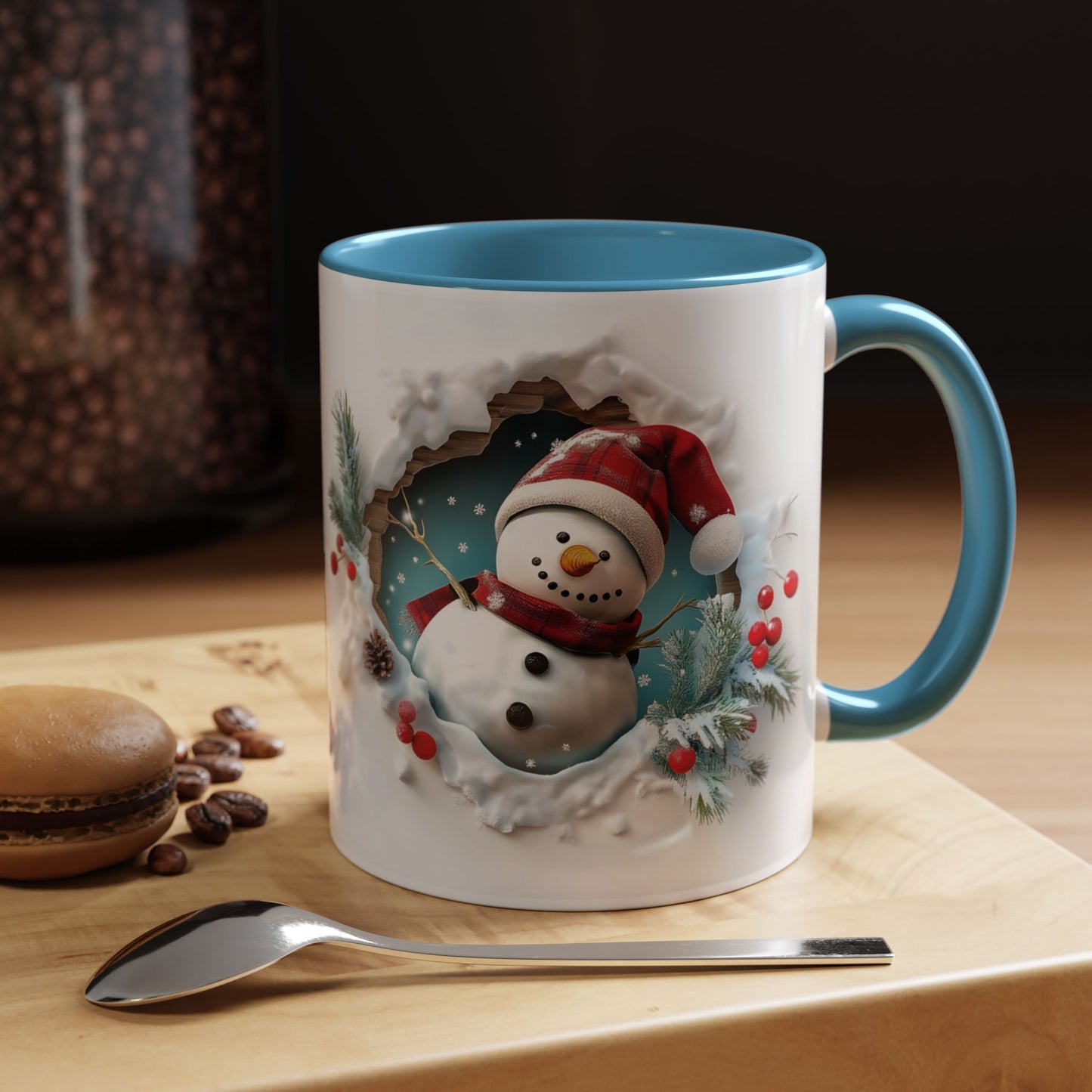 Coffee Mug, Winter Snowman 3D Design, Christmas Holiday Cup, Hot Cocoa Mug, Festive Drinkware, Snowman Lover Gift, Unique Mug, Snowman Decor