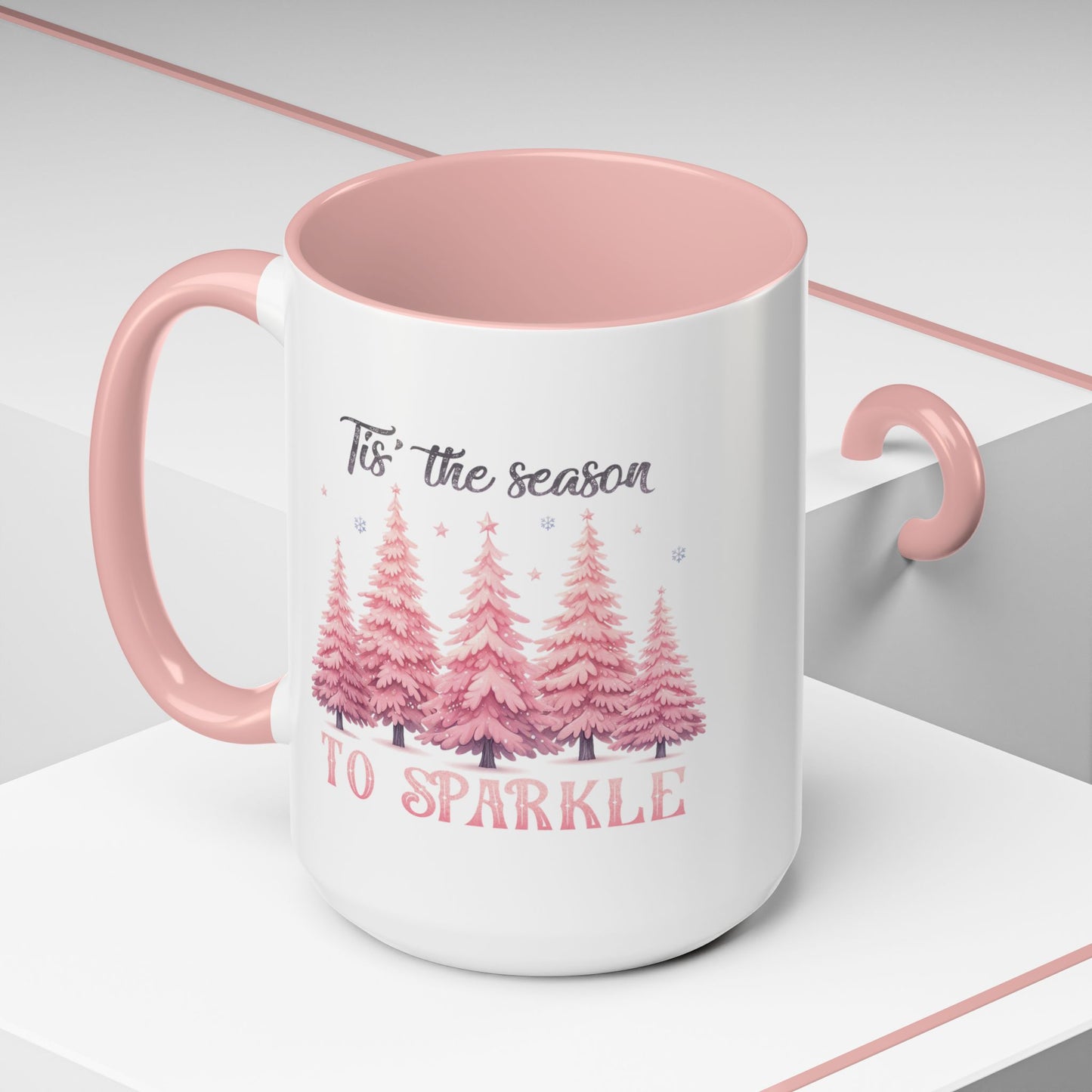 Accent Coffee Mug - Christmas Sparkle Pink