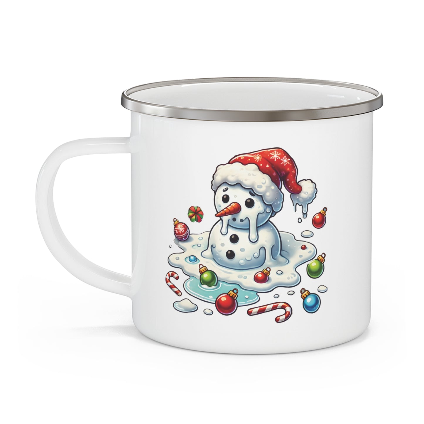 Enamel Camping Mug - Melting Christmas Snowman