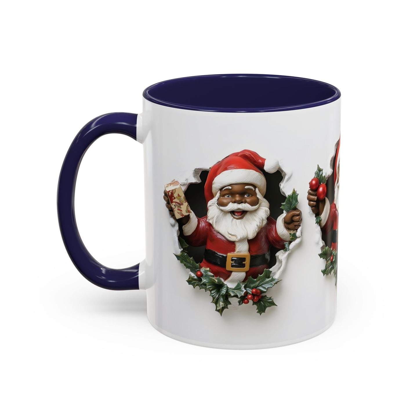 Coffee Mug, African American Santa Coffee Mug, Holiday Coffee Cup, Christmas Mug, Black Santa Claus Cup, Festive Drinkware