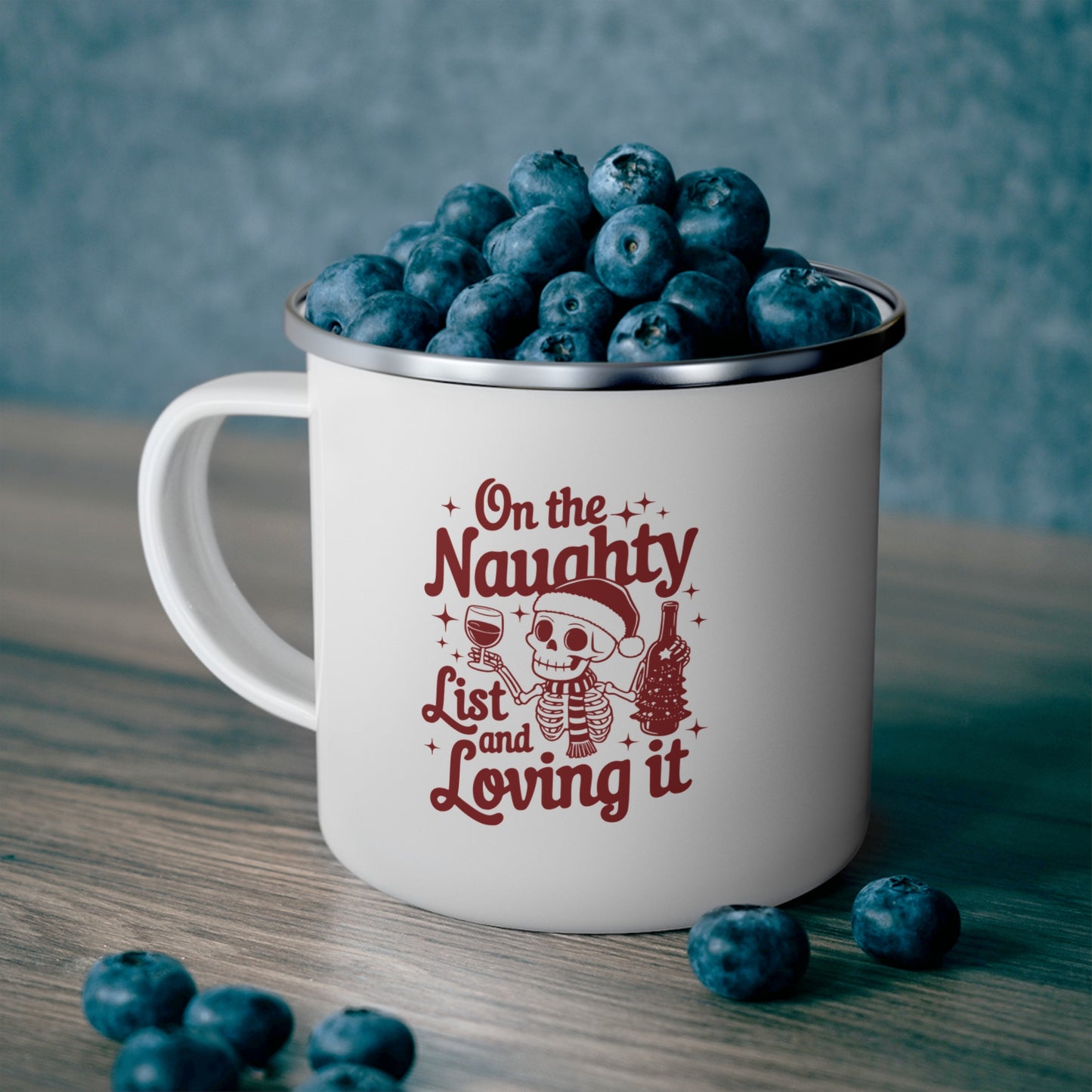 Enamel Camping Mug - On the Naughty List and Loving It