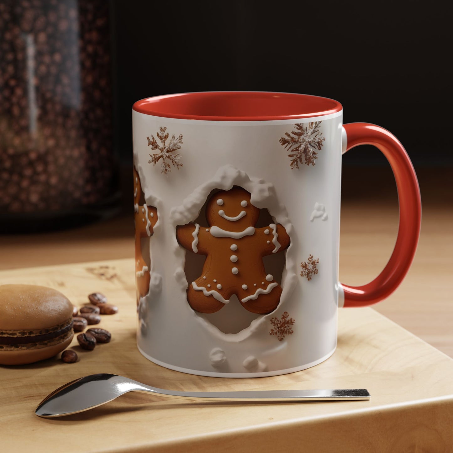 Mug, 3D Gingerbread Christmas Coffee Cup, Vivid Holiday Kitchen Decor, Festive Hot Cocoa Gift, Christmas Party Tea Mug, Kitchen Home