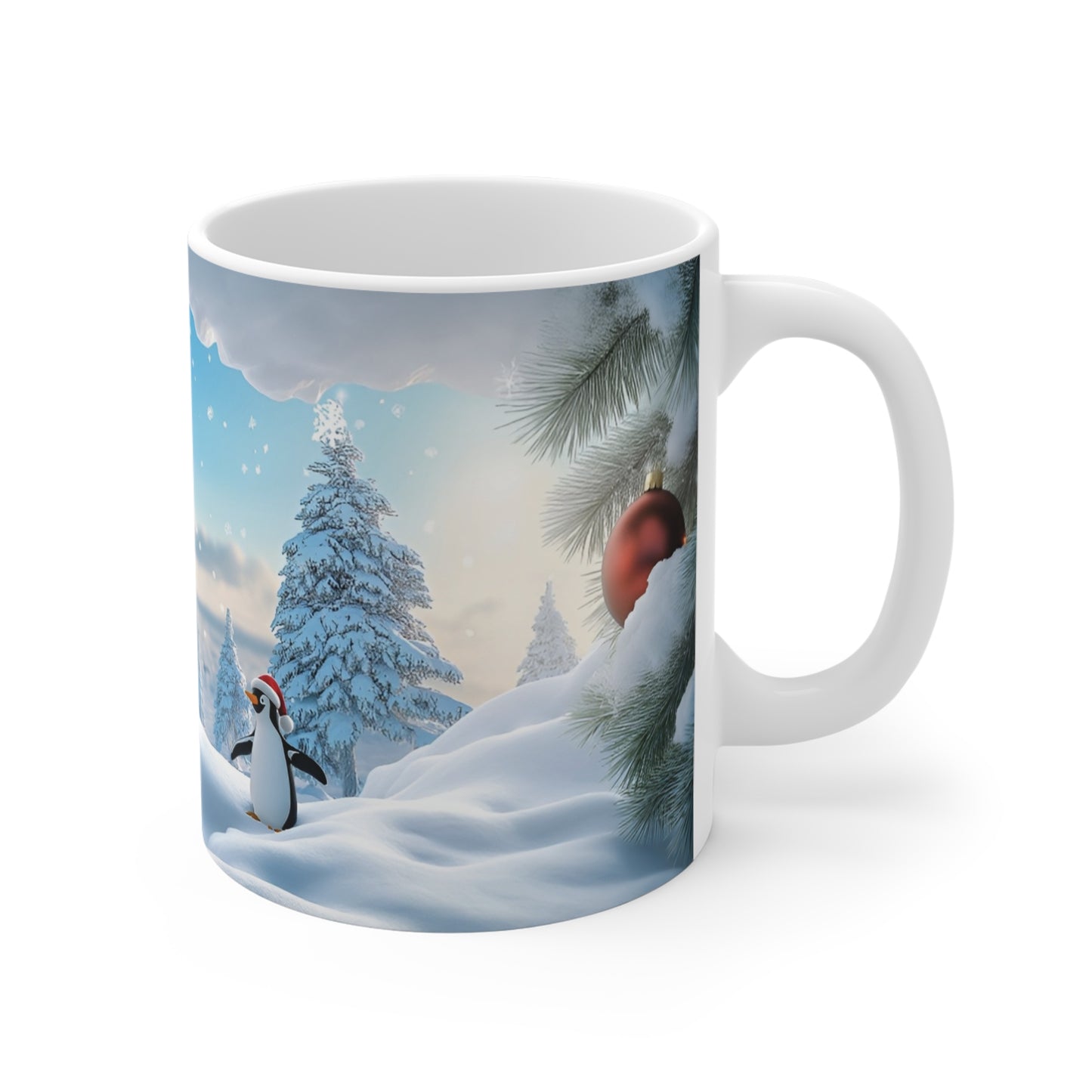 Christmas Penguins Mug, Holiday Hot Cocoa Cup, Winter Wonderland Coffee Mug, North Pole Tea Mug, Christmas Gift Idea