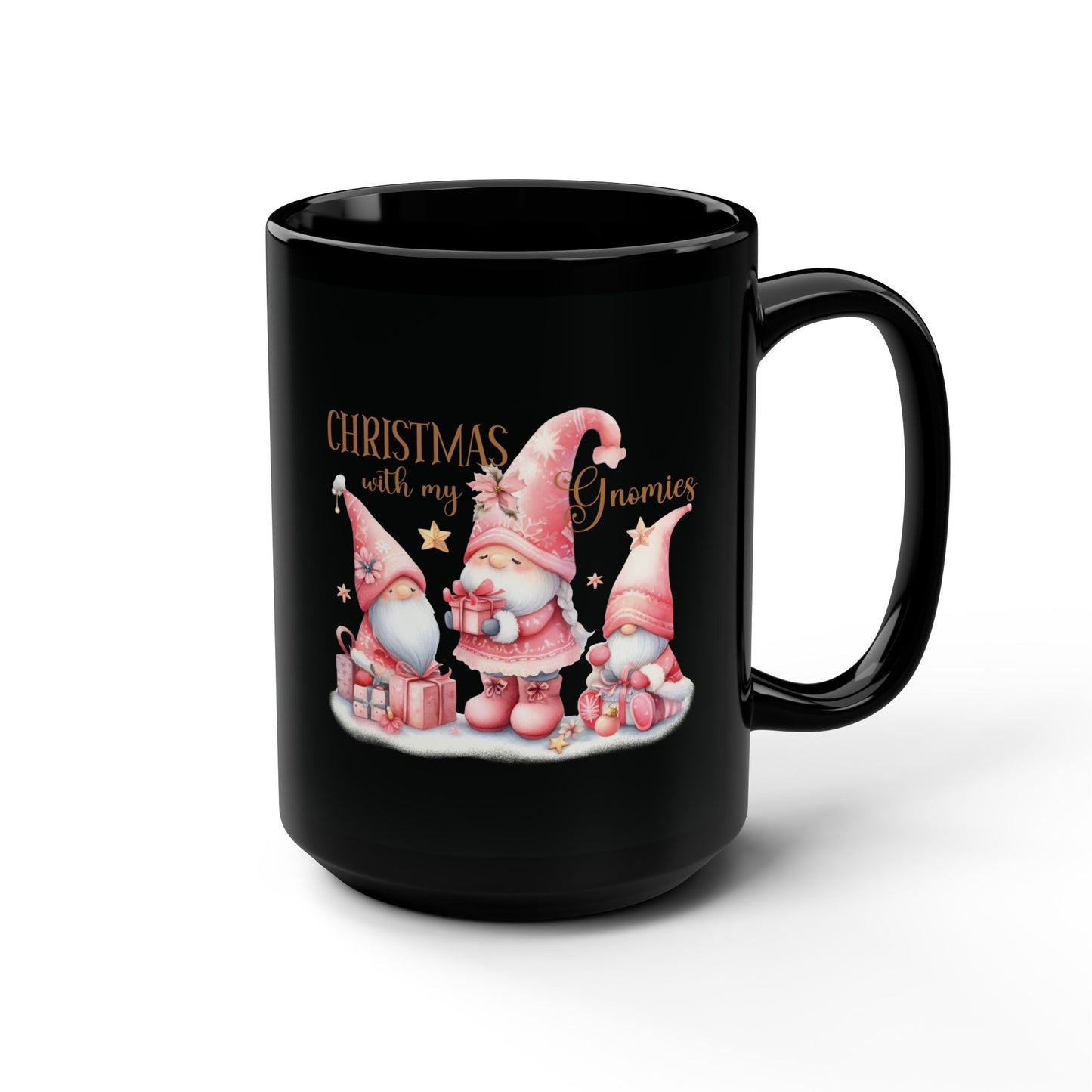 Mug - Pink Christmas with My Gnomes Black Mug, 15oz