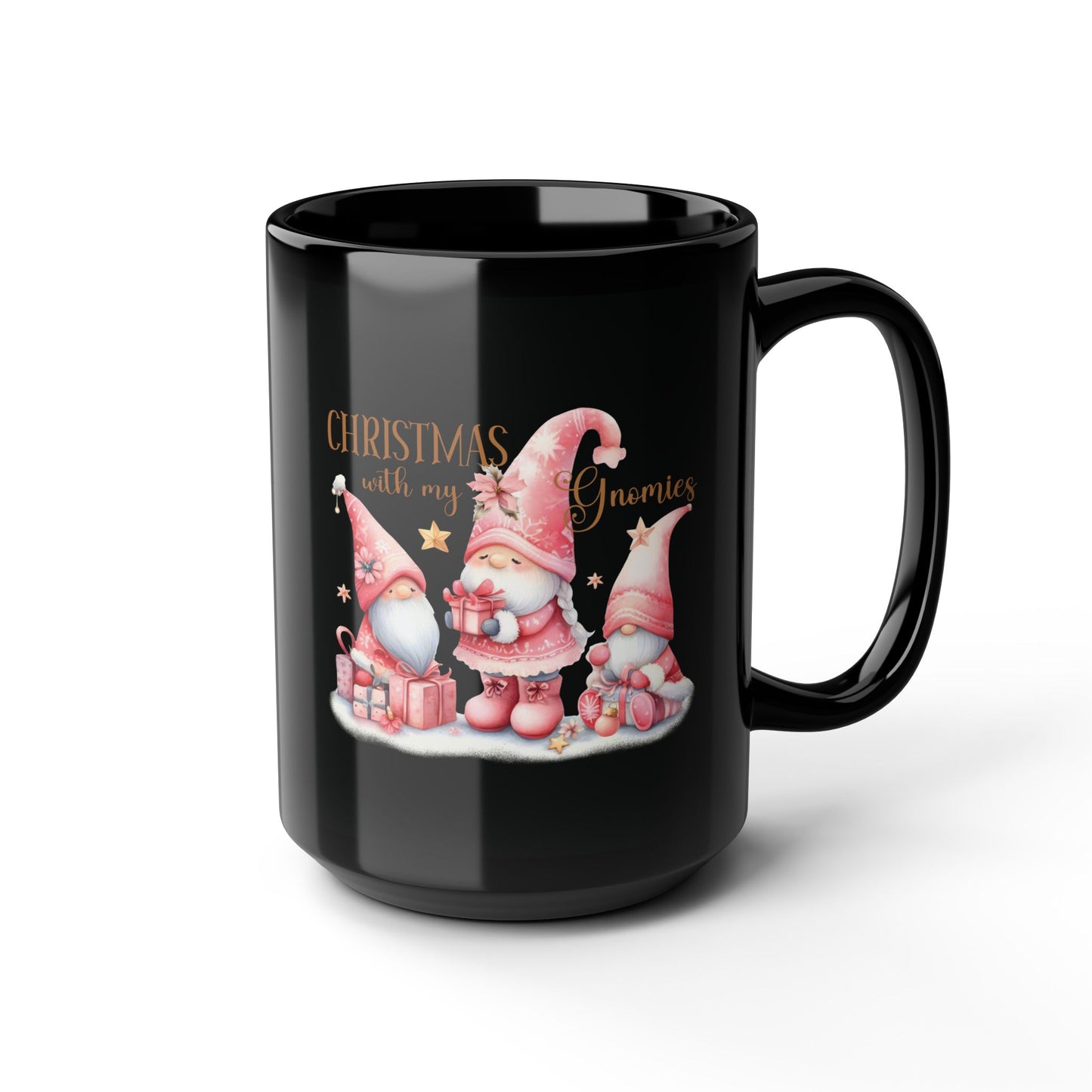 Mug - Pink Christmas with My Gnomes Black Mug, 15oz