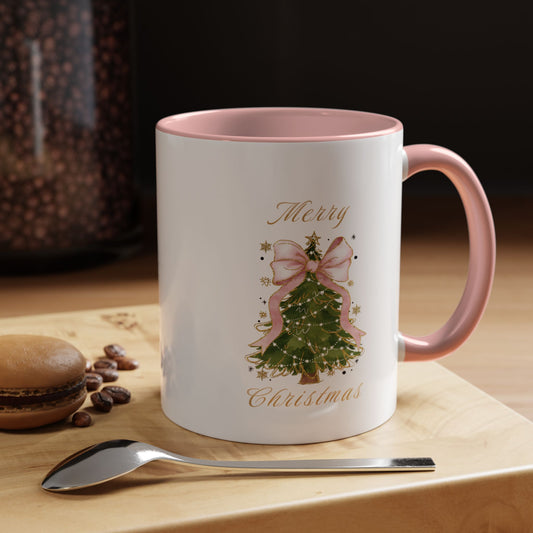 Glitter Christmas Accent Coffee Mug, Coquette Holiday Drinkware, Festive Sparkle Teacup, Gift for Her, Kitchen Decor, Xmas Hot Cocoa Cup