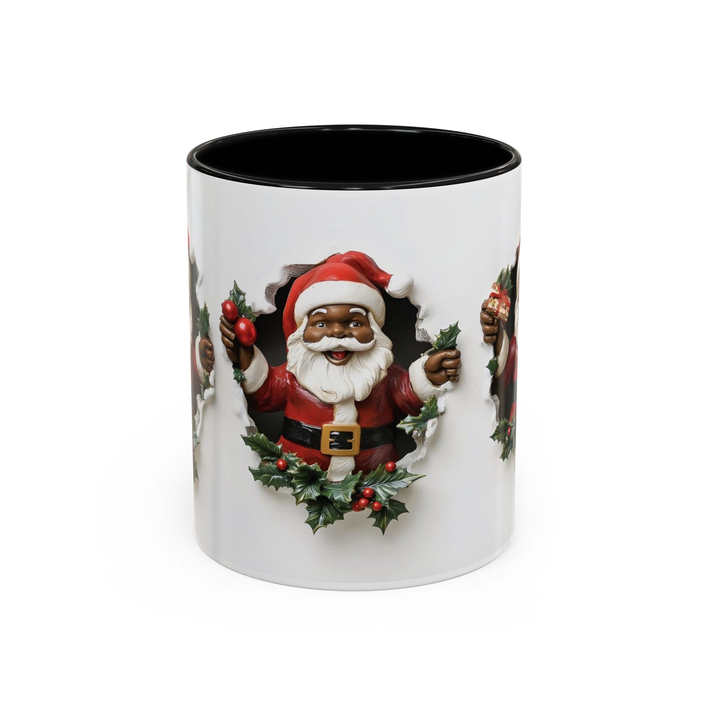 Coffee Mug, African American Santa Coffee Mug, Holiday Coffee Cup, Christmas Mug, Black Santa Claus Cup, Festive Drinkware