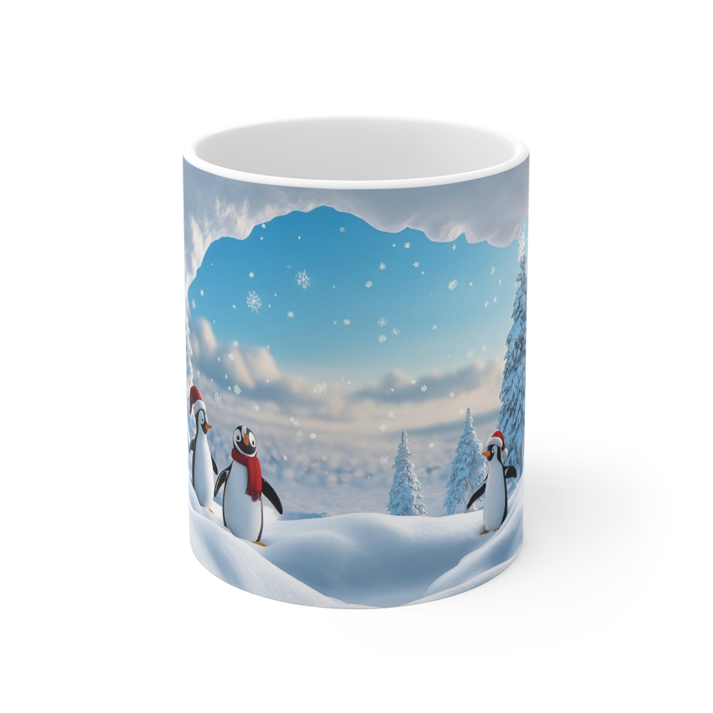 Christmas Penguins Mug, Holiday Hot Cocoa Cup, Winter Wonderland Coffee Mug, North Pole Tea Mug, Christmas Gift Idea