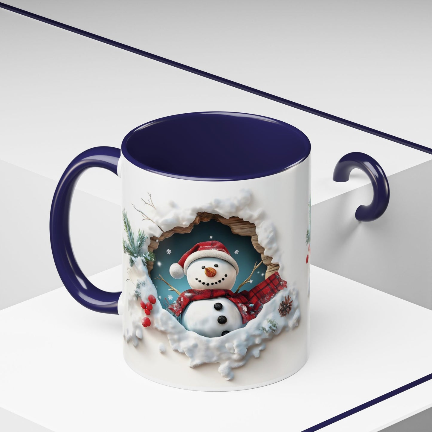 Coffee Mug, Winter Snowman 3D Design, Christmas Holiday Cup, Hot Cocoa Mug, Festive Drinkware, Snowman Lover Gift, Unique Mug, Snowman Decor