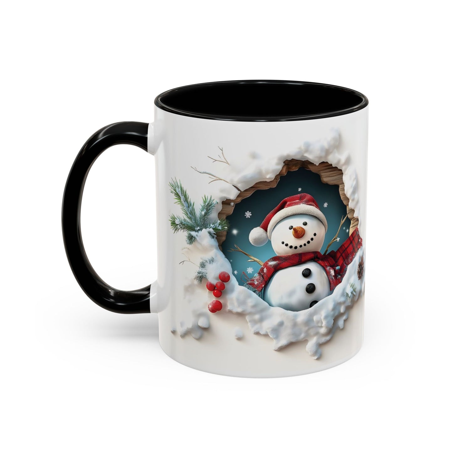 Coffee Mug, Winter Snowman 3D Design, Christmas Holiday Cup, Hot Cocoa Mug, Festive Drinkware, Snowman Lover Gift, Unique Mug, Snowman Decor